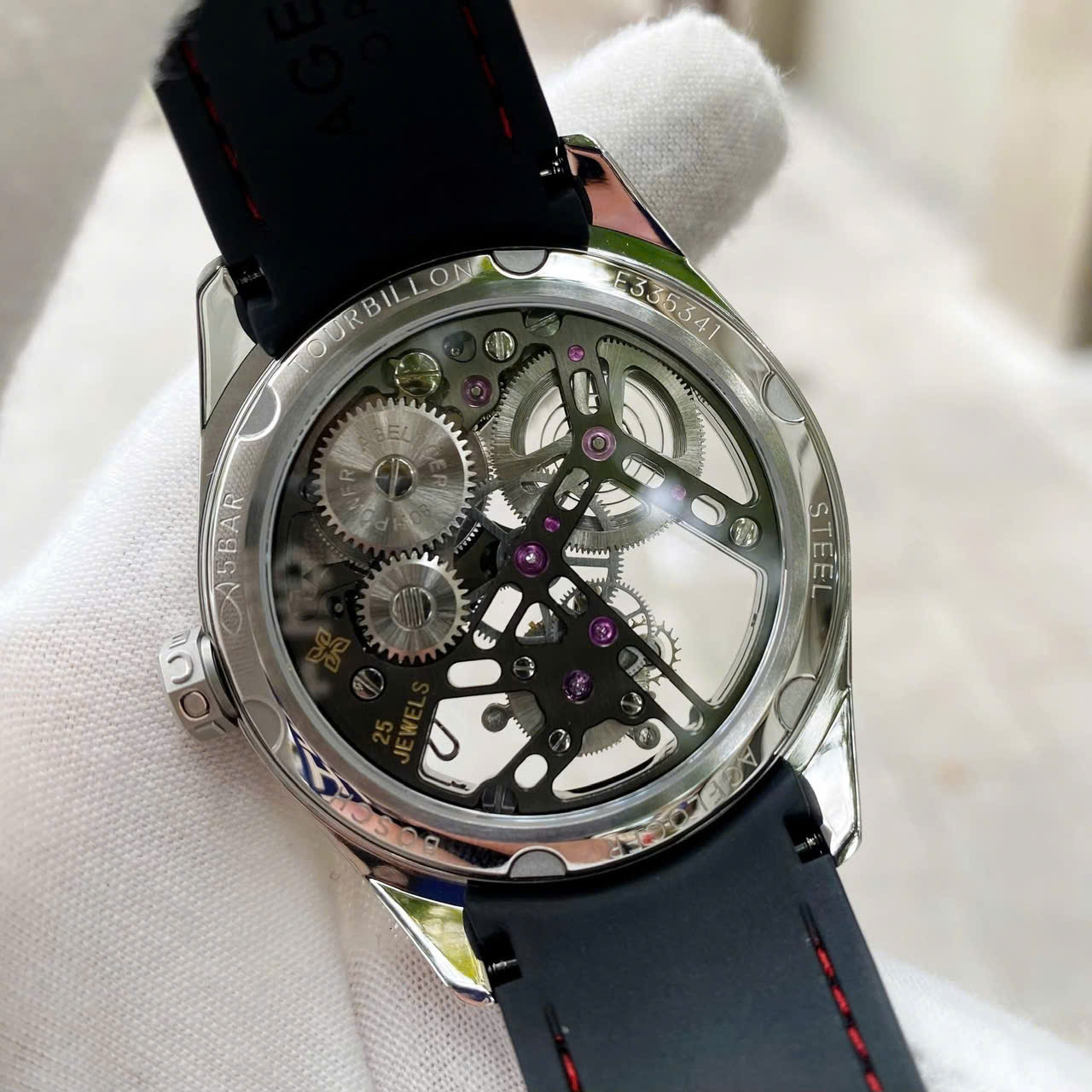 Đồng Hồ Agelocer Tourbillon 9101K4 Skeleton Chính Hãng Nam 42mm (1)