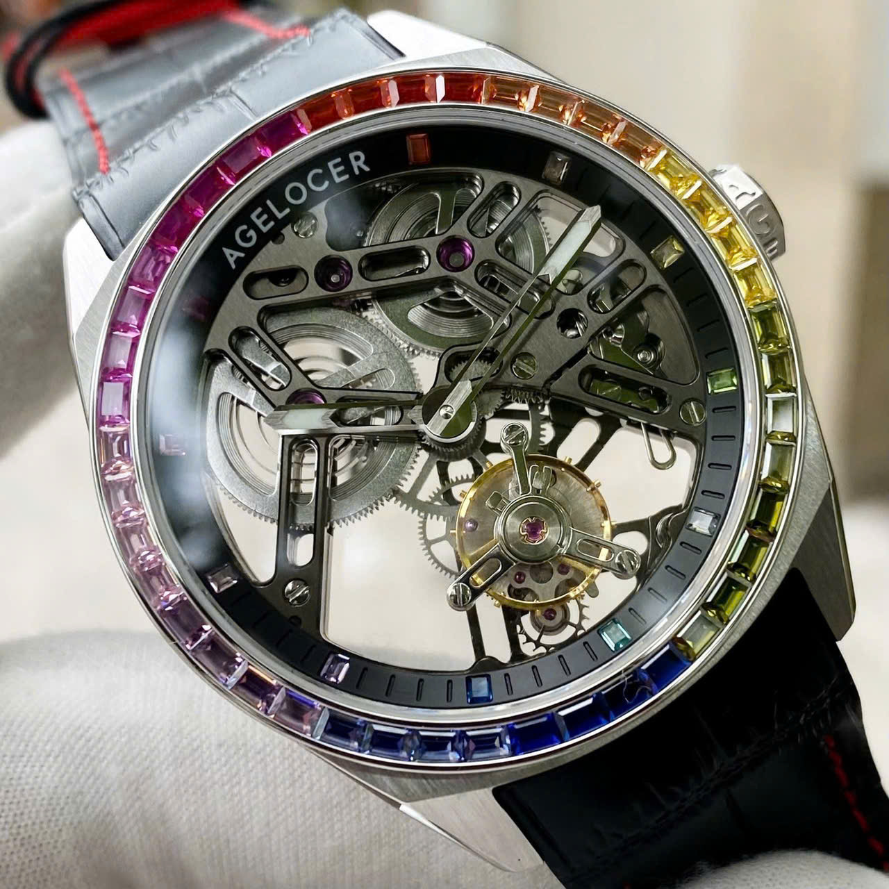 Đồng Hồ Agelocer Tourbillon 9101K4 Skeleton Chính Hãng Nam 42mm (1)