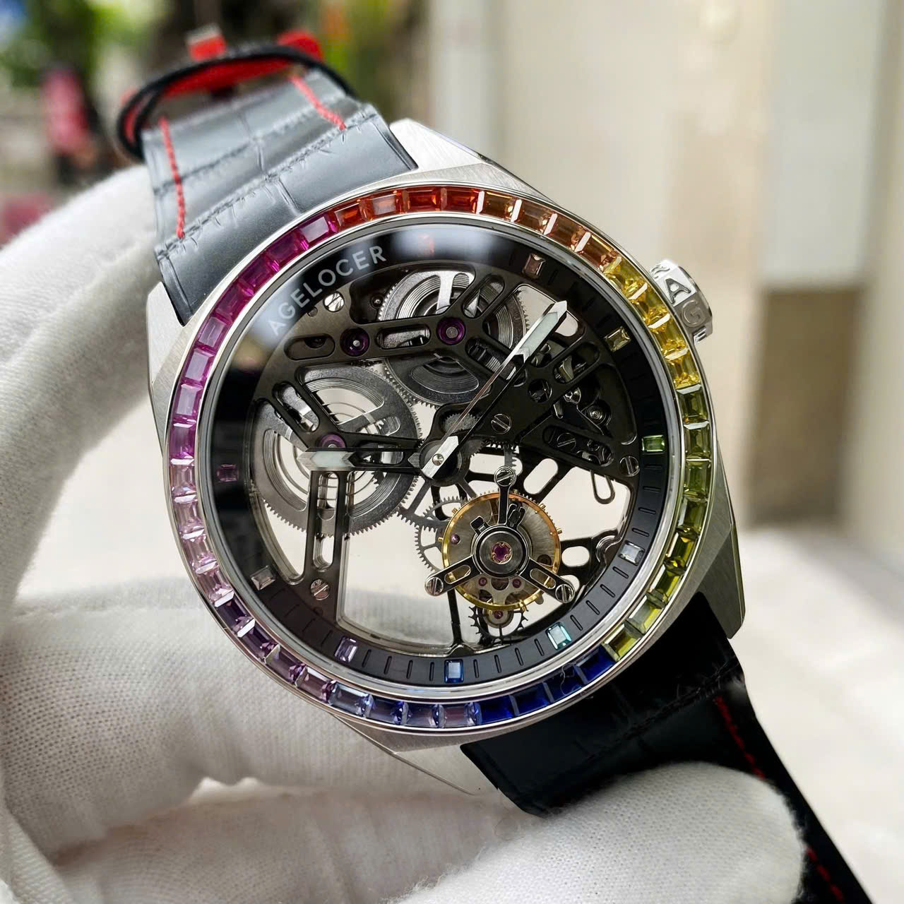 Đồng Hồ Agelocer Tourbillon 9101K4 Skeleton Chính Hãng Nam 42mm (1)