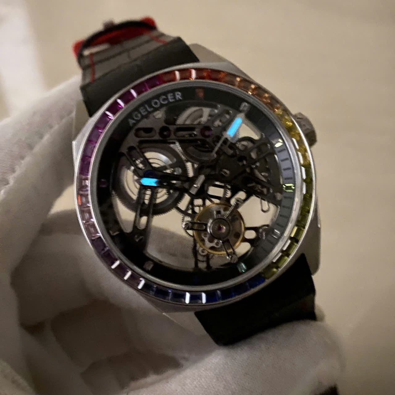 Đồng Hồ Agelocer Tourbillon 9101K4 Skeleton Chính Hãng Nam 42mm (8)