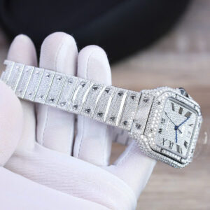 Đồng Hồ Cartier Santos Chế Tác Full Đá Moissanite Hong Kong Nam (11)
