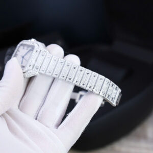 Đồng Hồ Cartier Santos Đính Full Đá Moissanite Hong Kong Nữ Chế Tác (10)