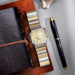 Đồng Hồ Nam Versace Antares Demi Nam Dây Kim Loại Mặt Vàng Like Auth 41x44mm (9)