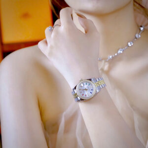 Đồng Hồ Nữ Rolex DateJust Đính Đá Fake Máy Pin Nhật Giá Rẻ 32mm (8)