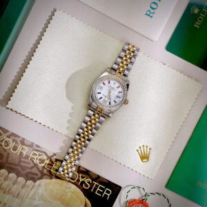 Đồng Hồ Nữ Rolex DateJust Đính Đá Fake Máy Pin Nhật Giá Rẻ 32mm (8)