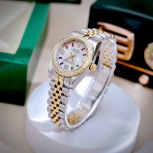 Đồng Hồ Nữ Rolex DateJust Đính Đá Fake Máy Pin Nhật Giá Rẻ 32mm (8)