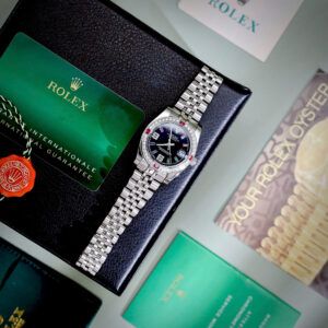 Đồng Hồ Nữ Rolex DateJust Đính Đá Fake Nhật Mặt Đen Giá Rẻ 32mm (11)