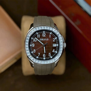 Đồng Hồ Oblvlo FM-SL-YRRR-D Nam Đính Đá Mặt Chocolate Chính Hãng (2)
