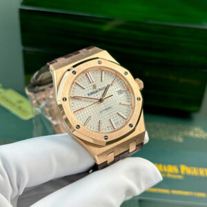 Đồng Hồ Audemars Piguet Royal Oak 15400OR Replica Dây Da Nâu Xưởng APS 41mm (1)