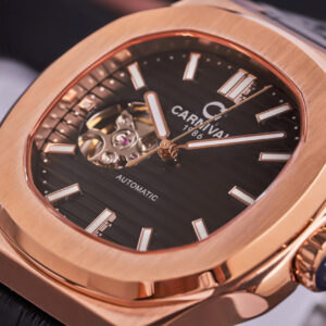 Đồng Hồ Carnival 8128G1 Chính Hãng Cơ Lộ Máy Dây Da Màu Đen 41mm (8)