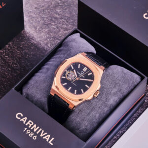 Đồng Hồ Carnival 8128G1 Chính Hãng Cơ Lộ Máy Dây Da Màu Đen 41mm (8)