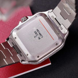 Đồng Hồ Cartier Santos Chế Tác Đính Đá Moissanite Cọc Số Ả Rập (8)