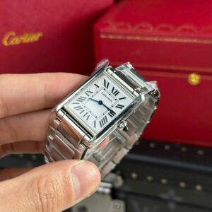 Đồng Hồ Cartier Tank Must Large Replica Mặt Chữ Nhật Dây Thép AF 25mm (2)