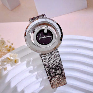 Đồng Hồ Gucci Nữ Siêu Cấp Dây Da Mặt Số Màu Đen Máy Pin Like Auth 38mm (1)