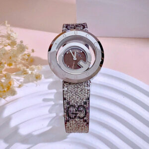 Đồng Hồ Gucci Nữ Siêu Cấp Dây Da Mặt Số Màu Nâu Máy Pin Like Auth 38mm (3)