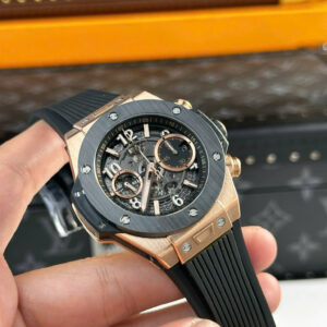 Đồng Hồ Hublot Big Bang Unico King Gold Viền Gốm Đen Replica Nhà Máy BBF 42mm (10)