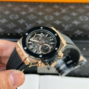 Đồng Hồ Hublot Big Bang Unico King Gold Viền Gốm Đen Replica Nhà Máy BBF 42mm (10)