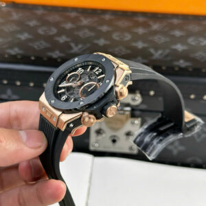 Đồng Hồ Hublot Big Bang Unico King Gold Viền Gốm Đen Replica Nhà Máy BBF 42mm (10)