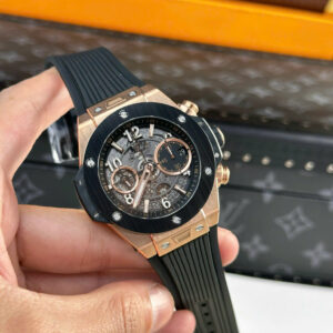 Đồng Hồ Hublot Big Bang Unico King Gold Viền Gốm Đen Replica Nhà Máy BBF 42mm (10)