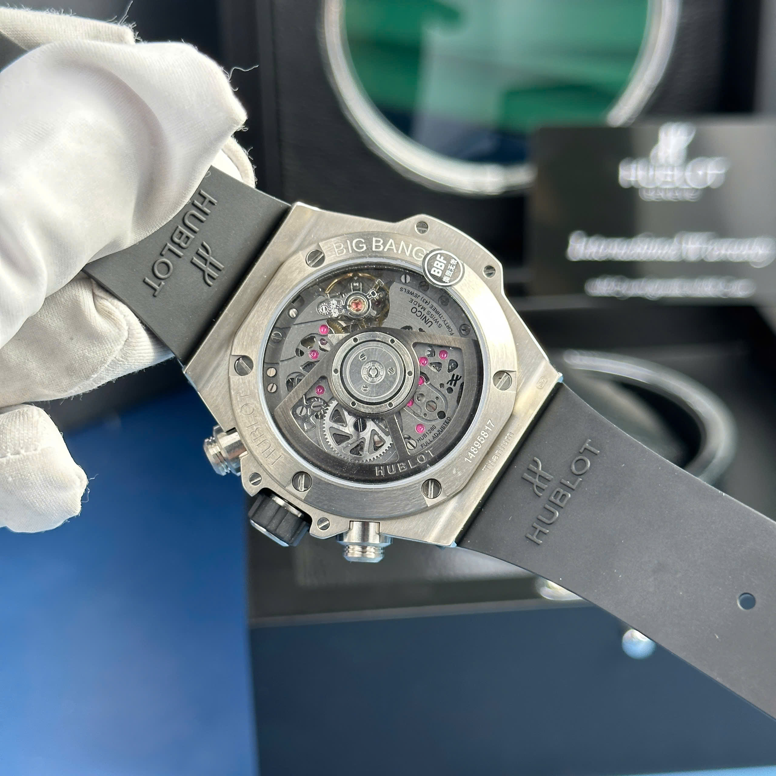 Đồng Hồ Hublot Big Bang Unico Titanium Viền Gốm Đen Replica Nhà Máy BBF 42mm (7)