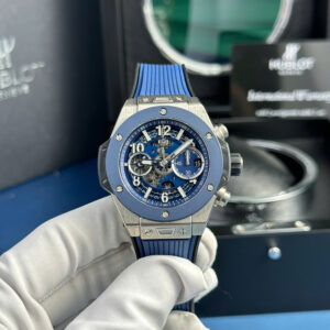 Đồng Hồ Hublot Big Bang Unico Titanium Viền Gốm Xanh Replica Xưởng BBF 42mm (7)