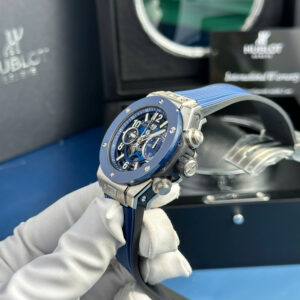 Đồng Hồ Hublot Big Bang Unico Titanium Viền Gốm Xanh Replica Xưởng BBF 42mm (7)