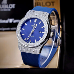 Đồng Hồ Hublot Nam Đính Full Đá Fake Nhật Màu Xanh Dương 42mm (2)