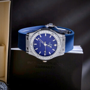 Đồng Hồ Hublot Nam Đính Full Đá Fake Nhật Màu Xanh Dương 42mm (2)