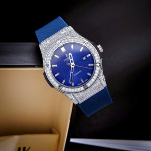 Đồng Hồ Hublot Nam Đính Full Đá Fake Nhật Màu Xanh Dương 42mm (2)