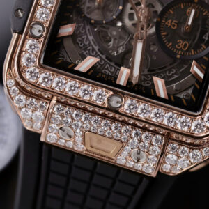 Đồng Hồ Hublot Square Bang Unico King Gold Chế Tác Đính Đá Moissanite 42mm (7)
