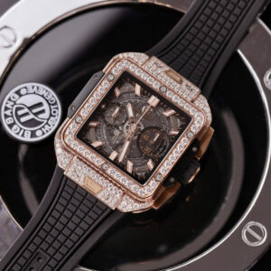 Đồng Hồ Hublot Square Bang Unico King Gold Chế Tác Đính Đá Moissanite 42mm (7)