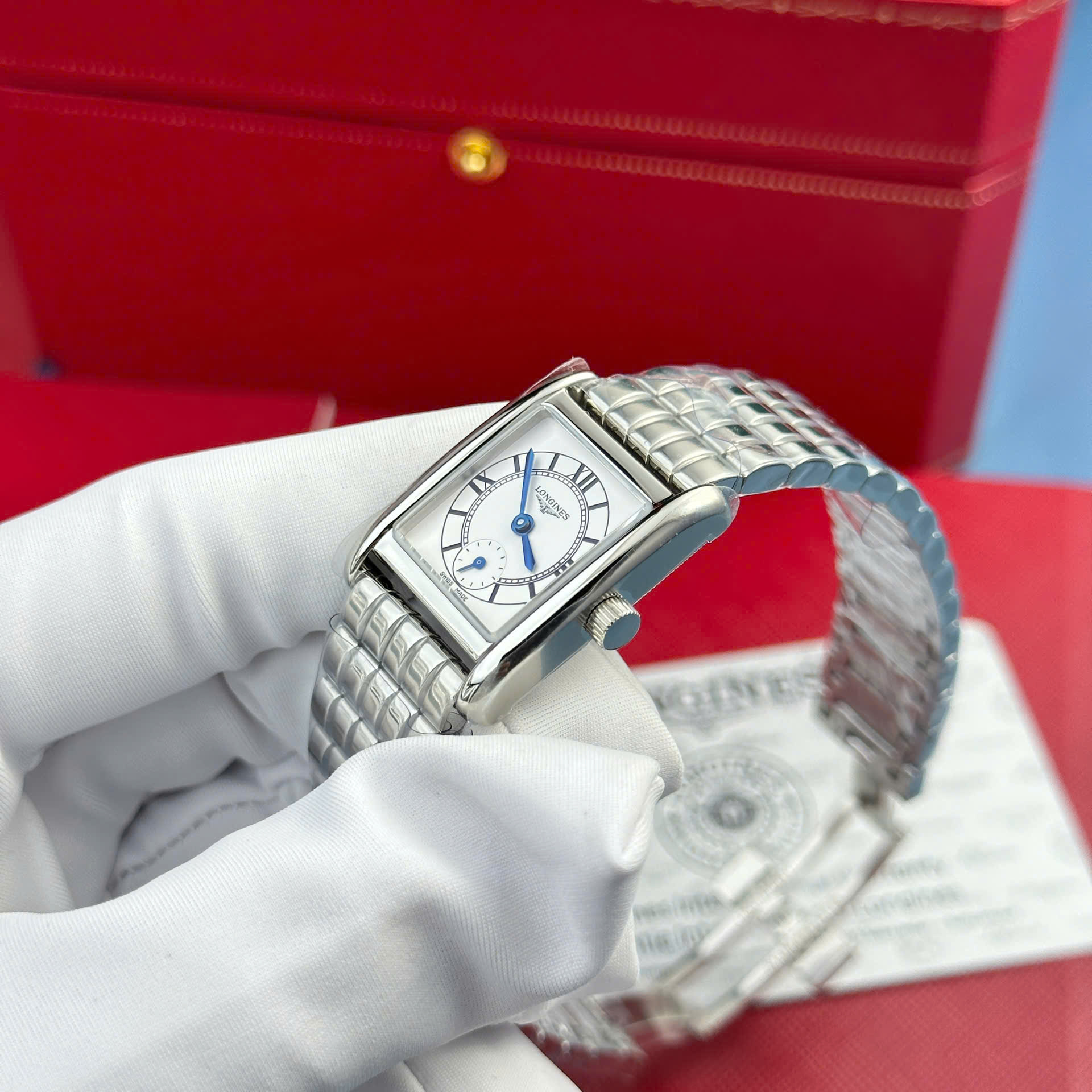 Đồng Hồ Longines Mini DolceVita Nữ Dây Kim Loại Mặt Chữ Nhật Xưởng AF 22x29mm (2)