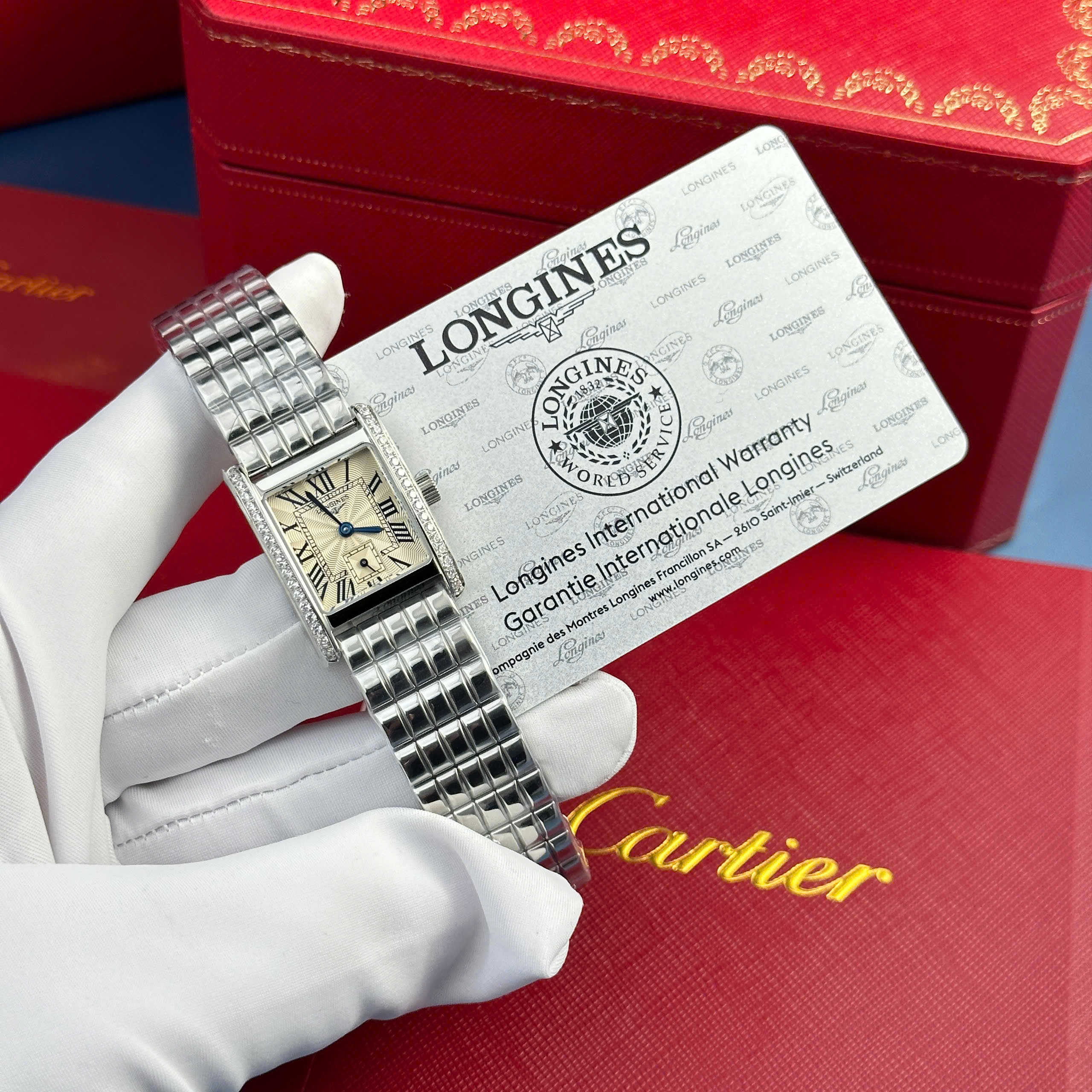 Đồng Hồ Longines Mini DolceVita Nữ Đính Đá Dây Kim Loại Xưởng AF 22x29mm (1)