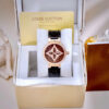 Đồng Hồ Louis Vuitton NữMặt Tròn Đính Đá Dây Da Màu Đen Like Auth 34mm (6)