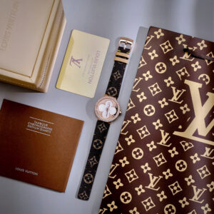 Đồng Hồ Louis Vuitton Tambour Nữ Đính Đá Dây Da Siêu Cấp 34mm (5)
