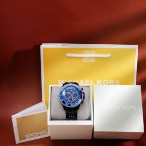 Đồng Hồ Michael Kors Bayville Chronograph Mặt Xanh Dây Kim Loại Like Auth 44mm (10)