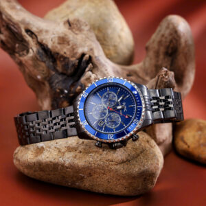 Đồng Hồ Michael Kors Bayville Chronograph Mặt Xanh Dây Kim Loại Like Auth 44mm (10)