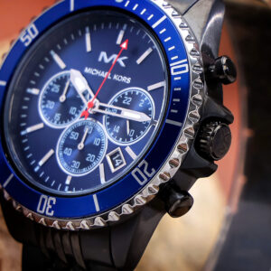 Đồng Hồ Michael Kors Bayville Chronograph Mặt Xanh Dây Kim Loại Like Auth 44mm (10)