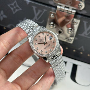 Đồng Hồ Nữ Rolex DateJust 279384 Replica Cao Cấp Mặt Hồng Đính Đá THB 31mm (7)