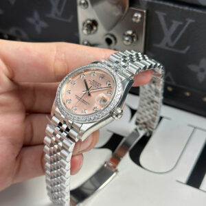Đồng Hồ Nữ Rolex DateJust 279384 Replica Cao Cấp Mặt Hồng Đính Đá THB 31mm (7)