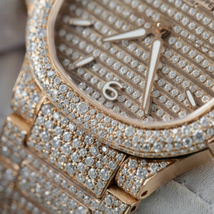 Đồng Hồ Patek Philippe Nautilus 7118 Bọc Vàng 18K Đính Full Đá Moissanite (3)