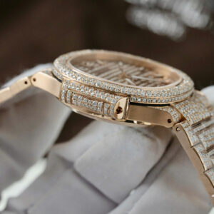 Đồng Hồ Patek Philippe Nautilus 7118 Bọc Vàng 18K Đính Full Đá Moissanite (3)