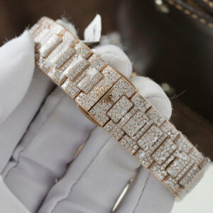 Đồng Hồ Patek Philippe Nautilus 7118 Bọc Vàng 18K Đính Full Đá Moissanite (3)