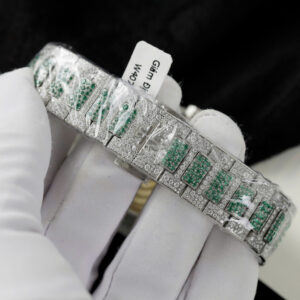 Đồng Hồ Patek Philippe Nautilus 7118 Đính Full Đá Moissanite Màu Xanh Lá Cây (1)