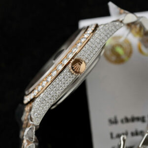 Đồng Hồ Rolex DateJust 126331 Đính Full Đá Moissanite Hong Kong Mặt Chocolate 41mm (1)