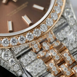 Đồng Hồ Rolex DateJust 126331 Đính Full Đá Moissanite Hong Kong Mặt Chocolate 41mm (1)