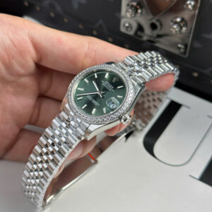 Đồng Hồ Rolex DateJust 279384 Replica Nữ Đính Đá Mặt Số Xanh Lá Xưởng THB 31mm (6)