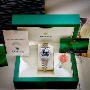 Đồng Hồ Rolex DateJust Fake Nữ Mặt Số Cam Đính Đá Máy Pin 31mm (6)