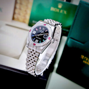 Đồng Hồ Rolex DateJust Fake Nữ Mặt Số Cam Đính Đá Máy Pin 31mm (6)