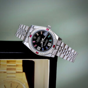 Đồng Hồ Rolex DateJust Fake Nữ Mặt Số Cam Đính Đá Máy Pin 31mm (6)